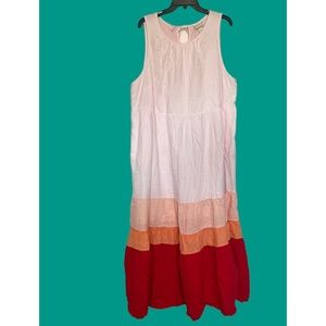 Ava & Viv color Block Maxi Dress Size 2X NWOT 🔴🟠🩷